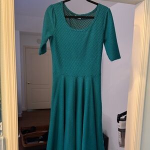 LuLaRoe Nicole Teal Long Sleeve Dress